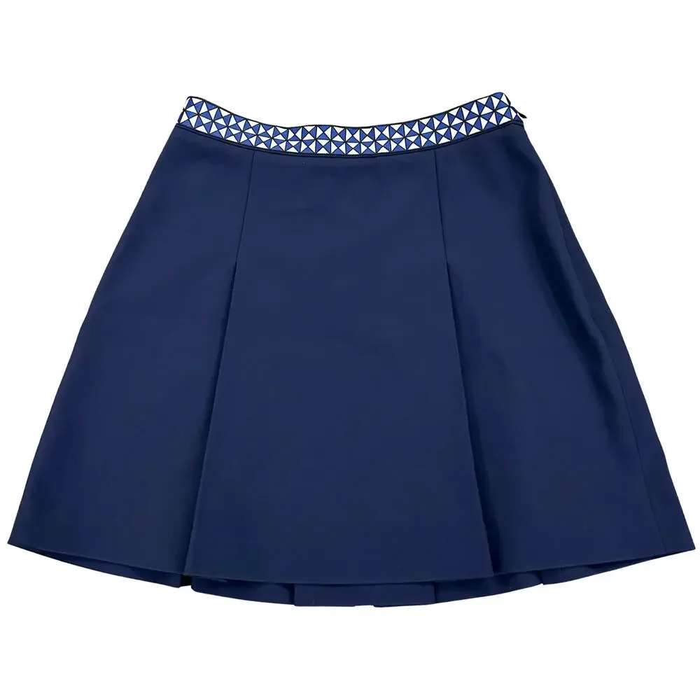 Tory Sport Tech Twill Tennis Skirt Navy Logo Tape Box Pleat Golf Mini Size 0 XS